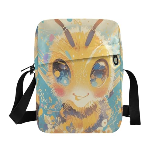 Vintage Multicolor Bee messenger bag cute crossbody bag men Shoulder Handbags Adjustable Strap for Outdoor Daily Travel