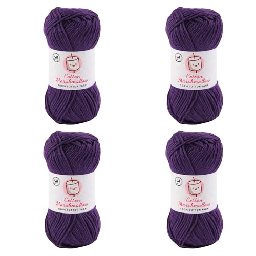 Image of NESTNHAVEN Cotton Marshmallow 100% Cotton Yarn - (50 g, 130 m) - Luxury Yarn for Crochet, Amigurumi, Embroidery, Toys, Garments, Flowers and Hobby Projects (Dark Purple) |