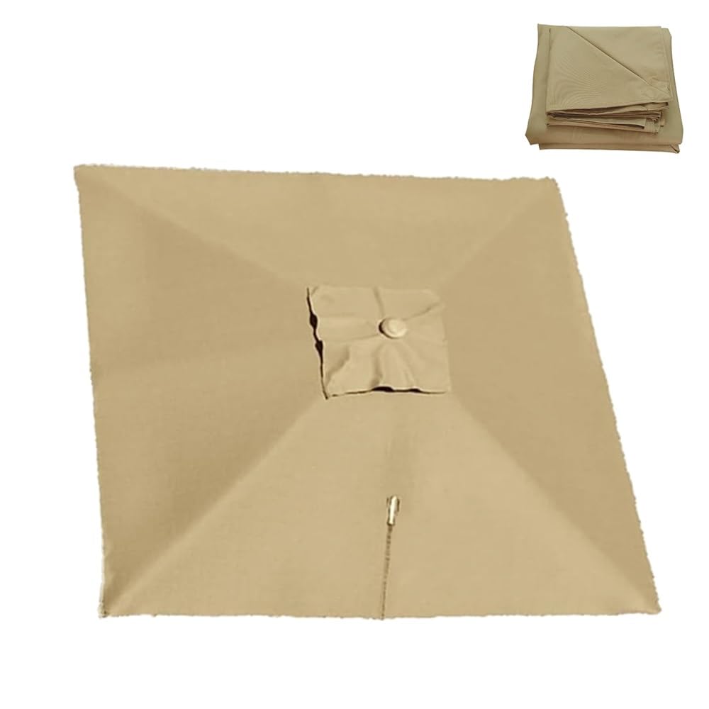 Auvent De Parapluie Déporté Carré Toile De Rechange Parasol De Jardin 8 Baleines 3x3m Couverture De Rechange pour Parasol Piscine Jardin Marché(Khaki,3x3m (9.8x9.8ft))