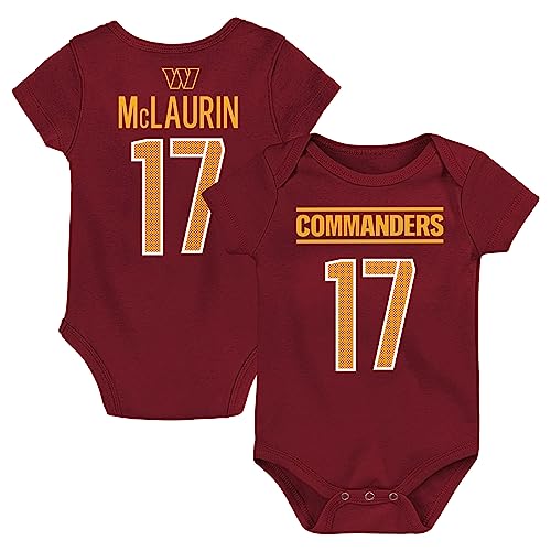 Image of Outerstuff Newborn & Infant Terry McLaurin Burgundy Washington Commanders Mainliner Player Name & Number Bodysuit