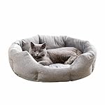Made4Pets Cat Beds for Indoor Cats - Dog Beds for Small Dogs, Round Pet Bed for Puppy and Kitten, Washable Dog Bed with Anti-Slip Bottom, Removable Dual-Fabric Cushion for All Season, Grey