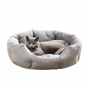 Made4Pets Cat Beds for Indoor Cats – Dog Beds for Small Dogs, Round Pet Bed for Puppy and Kitten, Washable Dog Bed with Anti-Slip Bottom, Removable Dual-Fabric Cushion for All Season, Grey