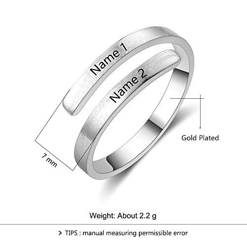 JewelOra Personalized Promise Ring for Her Spiral Name Ring Adjustable Engraved Rings for Women BFF Personalized Gift2