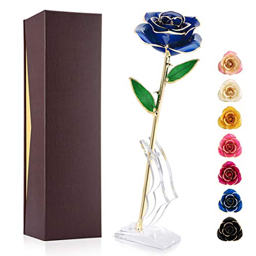 Listado de Rosa oro los mejores 5. 45 Ejoyous for Girlfriend Wife, rosa chapada en oro de 24 quilates, flor rosa real sumergida para mamá amante de la hija, presente en el aniversario de bodas Cumpleaños Recompensa...