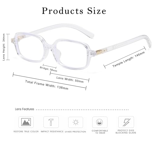 Image of Long Keeper Anti Blue Light Glasses Women Retro 90s Rectangle Blue Light Blocking Glasses Narrow Square Anti Glare Glasses