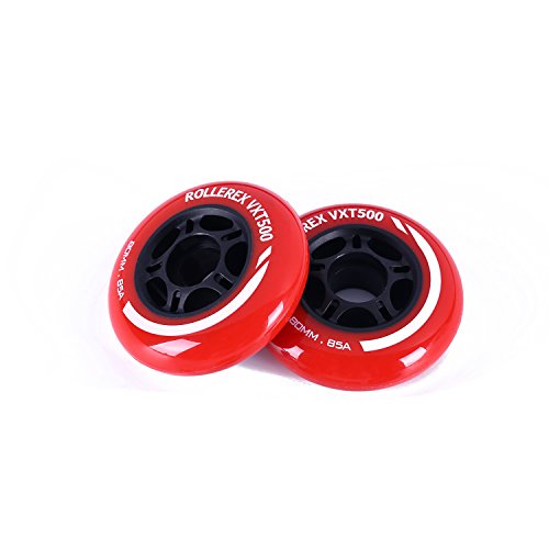 Rollerex Vxt500 Inline Skate Wheels (8-Pack) (Various Size & Color Options Available) (Rocket Red, 80Mm) -Indoor Outdoor- Intended For Roller Blade Wheel Replacement #TOP2