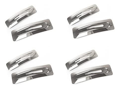 MAHAVIMOKSA 60pcs Rectangle Shape Barrettes Women Metal Snap Hair Clips for DIY Craft (50mm+60mm, Silver)