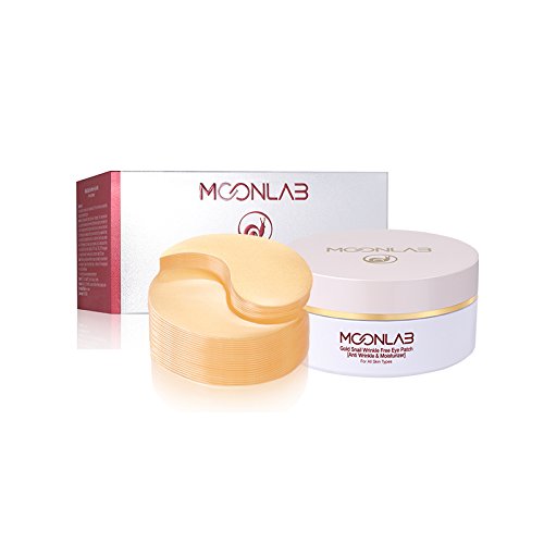 [MOONLAB] Gold Snail Wrinkle Free Hydro Gel Eye Patch [3.53 oz. /100g (60pcs)] – Anti Aging, Moisturizing, Gold Snail Filtrate 2,000PPM, EGF 10ppm