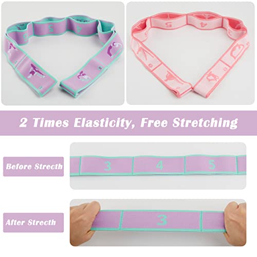 2 PCS Stretch Strap for Kids Dance Elastic Band for Children Gymnastics Stretching Strap Kids Stretching Bands Multi-Loop Adjustable Exercise Bands Stretching Resistance Ballet Bands -8 Loops - Image 5