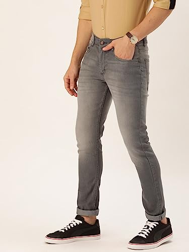 Image of The Indian Garage Co Men Slim Fit Solid Mid-Rise Jeans