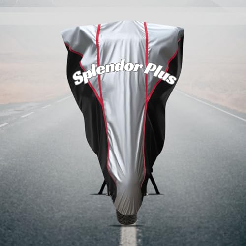 Image of Motorcycle Bike Body Cover for Outdoor Use - Heavy Fabric Water Resistant Two Wheeler Cover with UV, Dust & Rain Protection Compatible for Splendor Plus