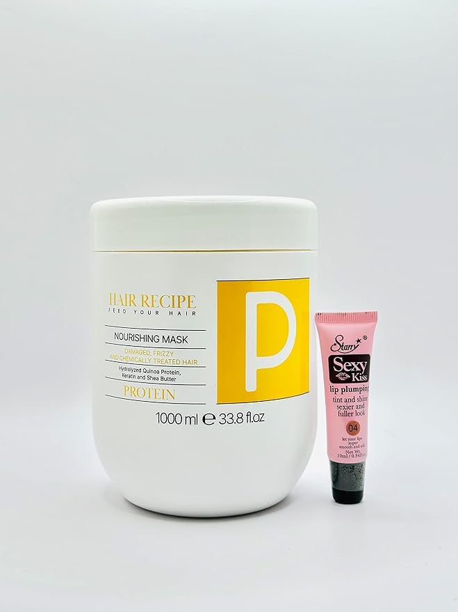 Hair Recipe Feed Your Hair Mask 1000 ml /33.8 fl oz - Free Lip Plumping Gloss 10ml (Protein-Nourishing Mask)