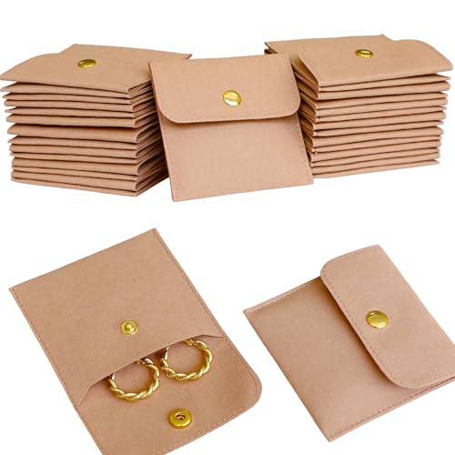 40pcs Dark Pink Microfiber Jewelry Pouch Button Bag 8 x 8cm, Jewelry Packaging Bag Luxury Small Favor Bags Jewelry Gift Bags for Earrings Necklaces Bracelet Ring