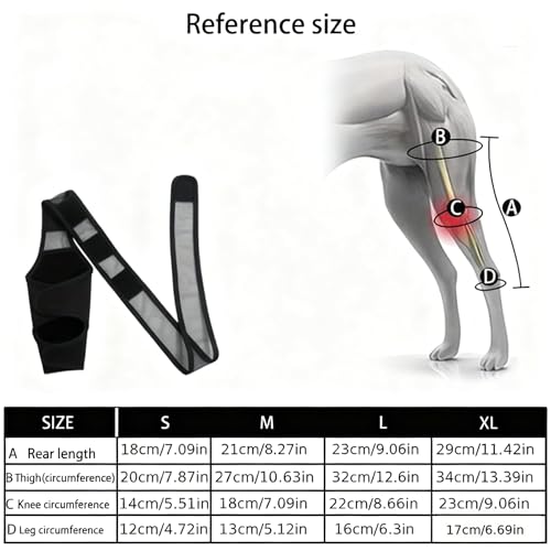 HSUYUN XL Leckschutz Hund Hinterbein, Verstellbar Leckschutz Hinterbein Hund, Schwarz Hunde Kniebandage Hinterbein, für Unterstützung und Schutz der Vorder- und Hinterbeine von Hunden