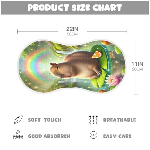 Capybara Rainbow Baby Burp Cloths Burp Cloth Rags Cotton Burp Clothes Absorbent Muslin Burp Cloths Soft for Newborn Girl Unisex Boy 1 Pack 22x11 Inches2