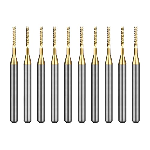 Image of Tools 10Pcs 1.2mm TiN Coating Solid Carbide End Mill Engraving Milling Cutter CNC Router Bits for PCB Machine, 1 /8 inch Shank 1BOX