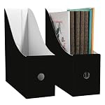 Limitliho 2 Pack Black Cardboard Magazine Holder for Desk or Shelves