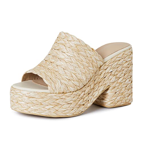 CYNLLIO Espadrilles Platform Sandals Open Toe Chunky High Heel Slides Fashion Summer Outdoor Beach Slippers Slip on Party Dress Shoes