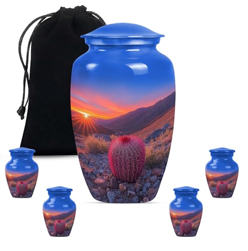 Cactus Urn, Urns for Human Ashes Adult Man, Cremation Urns Large Adult, Urn for Ashes Adult Male, Urn for Ashes, Urn for Women Ashes(Size - 10inch 1Pcs, 3inch 4Pcs)
