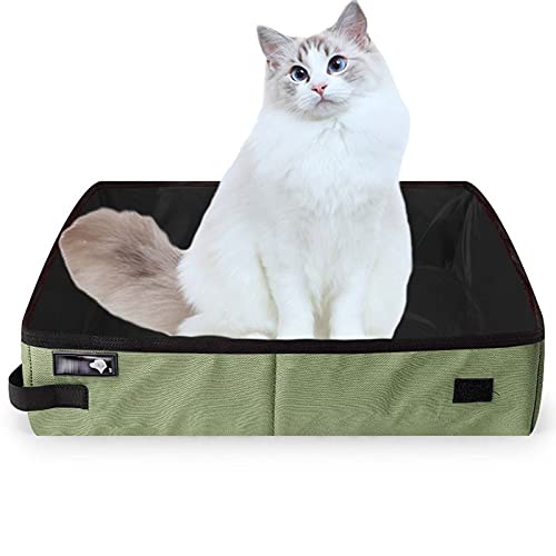 TARATI 猫 トイレ 本体 折り畳み猫のトイレネコトイレシート収納簡単コンパクト携帯ポータブルトイレ 猫ベッド防災 猫ちゃん トイレ非常用犬猫小動物ペットドライブボックス 車防水シートアウトドア旅行帰省簡易寝床 L-50*40cm グリーン