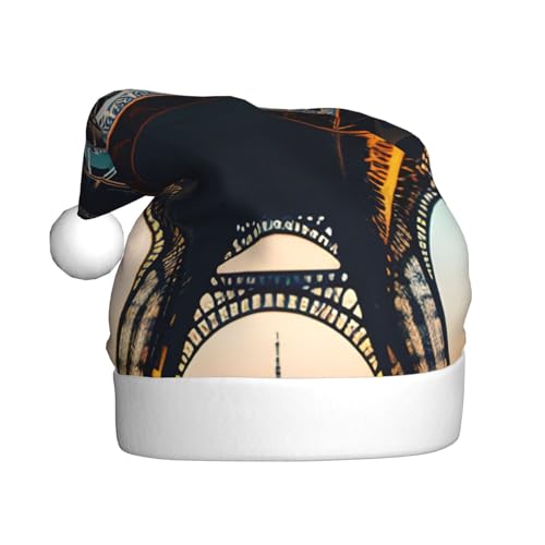 BrUgui - Gorro de Navidad unisex de terciopelo – Año Nuevo, accesorio festivo, sombrero de nieve de invierno, el regalo perfecto de Navidad de París Torre Eiffel