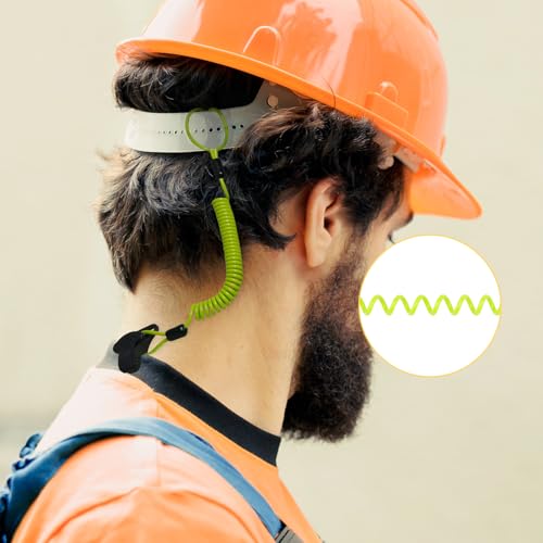 Image of MELOTOUGH Coiled Lanyard,Hard Hat Lanyard w /Clamp End,No Snag Design for Hard Hat,Tools,Small Valuables,Load Cap 2lbs,3Pcs