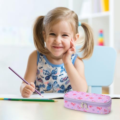 Image of Bagseri Pencil Case for Kids - Special Cute Pencil Pouch for Girls Large Capacity Pencil Bag Aesthetic Kids Pencil Box for School (Purple Butterfly)