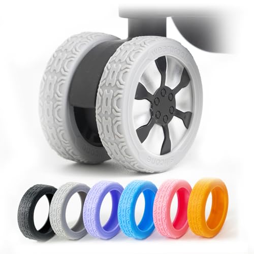 Luggage Wheel Covers 8 Pack Silicone Universal Fit Protects Wheel Suitcase Wheel Covers Protector Covers Cover for Carry-on Luggage with Spinner Luggage (grey), groy
