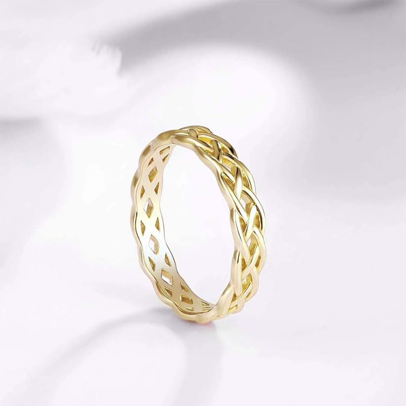 10K 14K 18K Gold 3MM Eternity Celtic Knot Wedding Band for Women Trinity Irish Celtic Knot Stackable Band Ring Jewelry Gift for Her Wife3