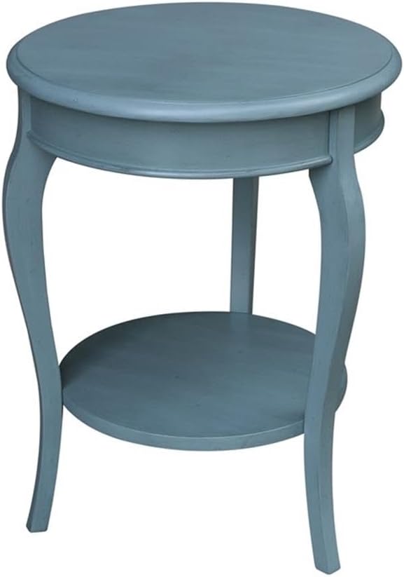 International Concepts Cambria Solid Wood Round End Table in Ocean Blue