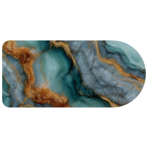 Tapis de souris de jeu étendu antidérapant marbre turquoise 73 x 35 cm