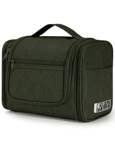 WANDF Groß Waschtasche, Kulturtasche zum Aufhängen für Damen, Kulturbeutel Herren Gross, Waschbeutel für Camping Reisen für Kinder Frauen Mann (Dunkelgrün)