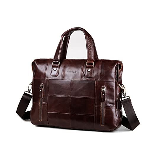 Genuine Leather Single Briefcase 13 Inch Laptop Handbag Messenger Business Bags for Men Single Document Case