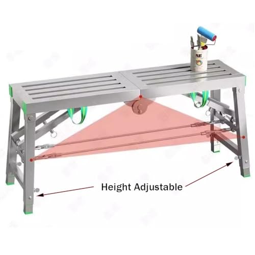 Piattaforma di lavoro pieghevole portatile in acciaio resistente, scala per scale, capacità 350 kg, versatile banco da lavoro per ingegneria domestica (200 x 30 cm)