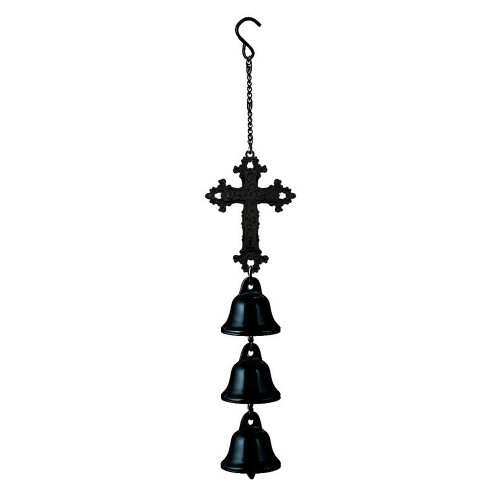 TFAOYS Unique Halloween Wind Chimes with Metal Spiders Web and Bells for Home and Event Decorations Black Metal Wind Chimes Halloween