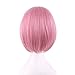 Bopocoko Short Pink Bob Wigs Straight Wig for Women with Bangs 11 Inch BU029PK