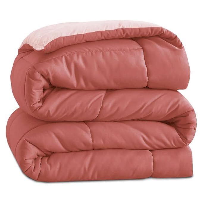 Image of HOMEKART 220 GSM Microfiber Reversible Comforter for Double Bed,Ultra Soft, Skin-Friendly & Hypoallergenic Solid Blanket|Lightweight Cozy & Machine Washable (Candy Pink)