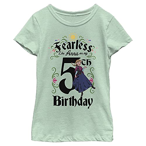 T-shirt Reine des Neiges Anna fille 5 ans vert menthe col rond taille M