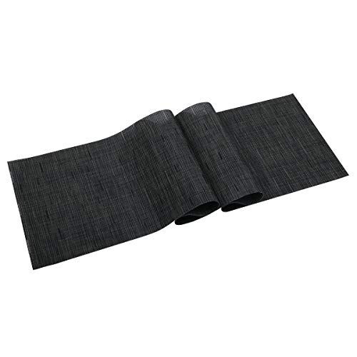 Shacos Woven Vinyl Table Runner 12X54 Inch Indoor Outdoor Table Runner Mats Wipe Clean Table Runners For Dining Table Coffee Table Cabinet, Black #TOP6