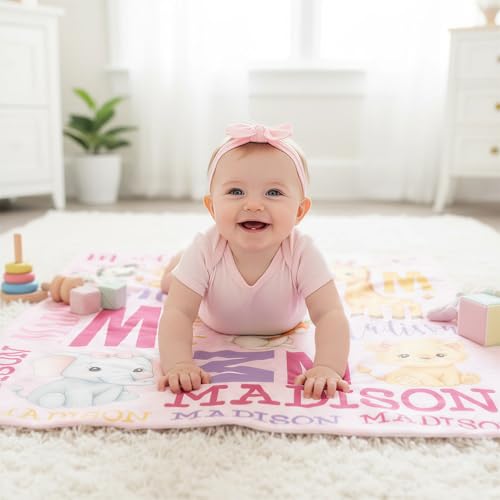 Image of Personalized Baby Blanket for Boys Girls, Ship Next Day, Custom Name Blanket with Name, Printed in USA, Personalized Gifts for Baby Shower Birthday Christmas, Soft Blankets for Newborn Kids Adult