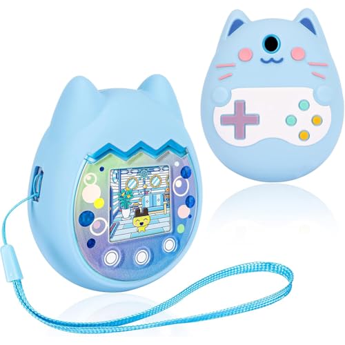 Tamagotchi Paradise ケース たまごっちパラダイス 用シリコンケース 保護カバー ハンドストラップ付き 耐衝撃 落下防止 防水 防塵 抗菌 耐衝撃 指紋防止 キズ防止 装着充電可能 Tamagotchi Paradise 全面保護 (ブル