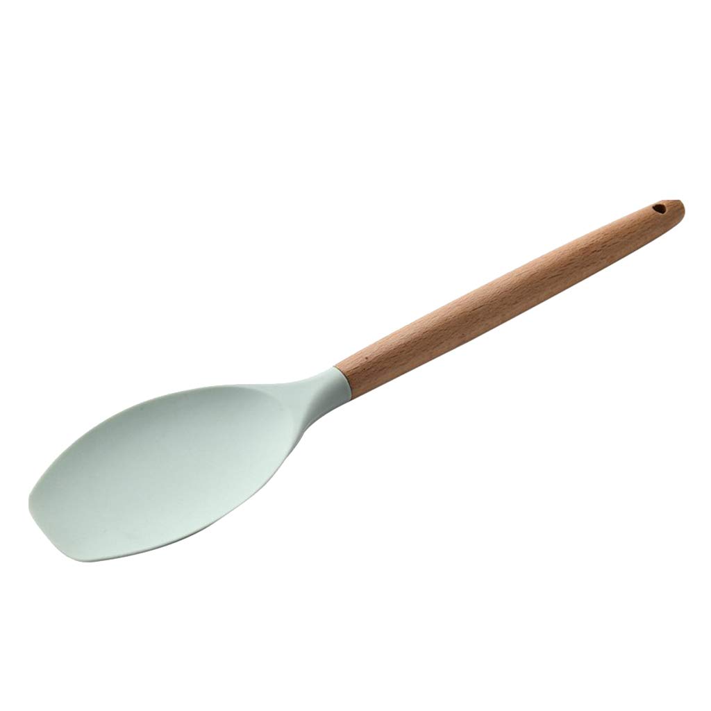 Küchenhelfer-Set, Silikon, antihaftbeschichtet, mit Holzgriff, 10-teilig, Rasen-Grün, Spatel
