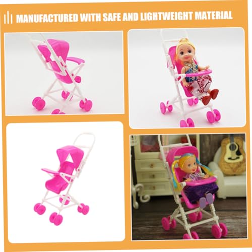 Gogogmee 2 Stück Simulierter Puppenwagen Kleiner Kinderwagen aus Kompakt Sicher Langlebig für Puppenhaus Dekoration und Fantasievolles Rollenspiel von Kindern – Bild 5