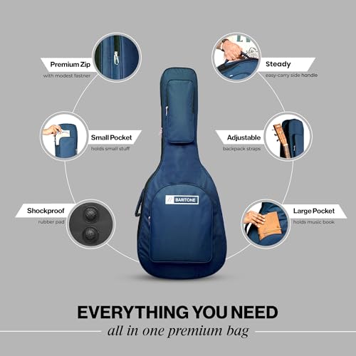 Image of Baritone Nylon Luggage Acoustic Guitar Gig Bag Cover Padded For All Guitar Like Yamaha FS80C, F280, F310, F370, F620, APX600, CPX600 (Blue)