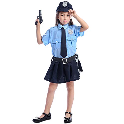 Suerba ハロウィン 衣装 子供 警察 5点セット キッズコスチューム 女の子 ポリス コスプレ XS