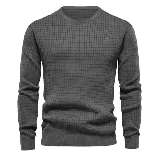 MakingDa Sudadera Hombre Sin Capucha Calentita Pullover Cuello Redondo Deportiva Sweatshirt Manga Larga Camiseta Sweat Sudaderas Slim Fit Chandal Casual Clásico Sólido Sport Fitness Gris L