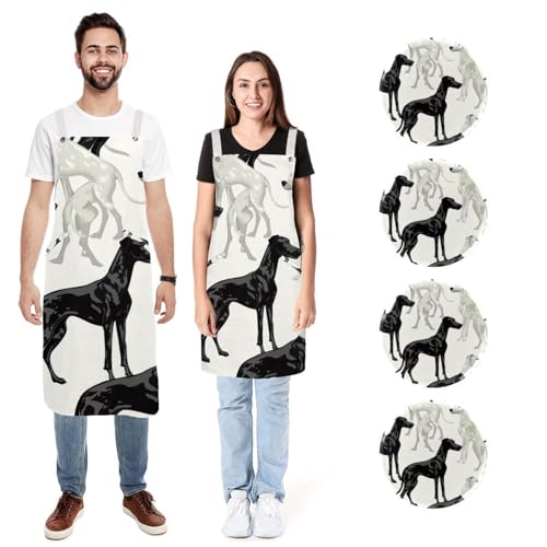 Tablier imperméable à motif caniche lot de 2 avec poches de rangement