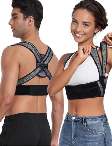 Enthra Posture Corrector for Women Men,BI-Straps Back Straightener - Bamboo Fiber Back Brace Posture Corrector - Instant Upper Back Pain Relief