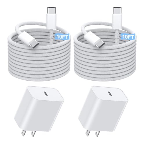 Fast Charging iPhone 16 Pro Charger,2-Pack 10 FT Long USB C Charger Woven Cable with 20W USBC Fast Charger for iPhone 16e/16 Pro/16 Pro max/16 Plus/16/iPhone 15/15 Pro/15 Pro Max/15 Plus,iPad Pro