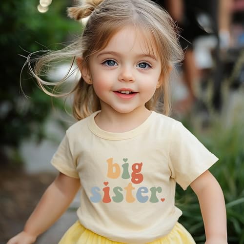 Image of Big Sister Announcement T Shirt Toddler Girls Promoted to Big Sister Tees Outfits 1-7 Years
